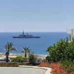 French military frigate off the coast of Paphos